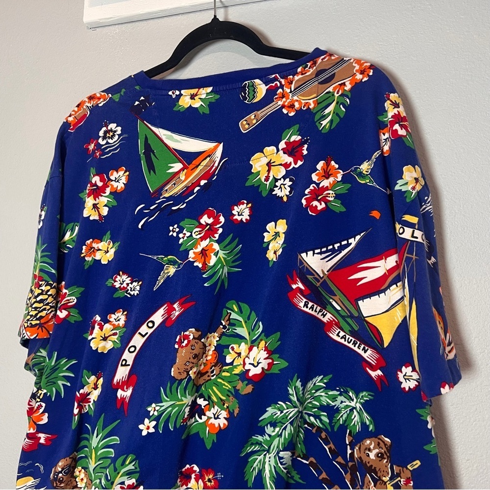Polo by Ralph Lauren Aloha Bear Short Sleeve Shirt Size XXL Blue Tropical - Picture 5 of 12